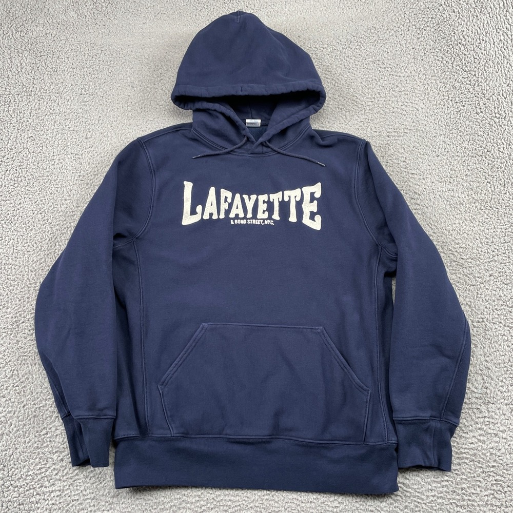 J. Crew Hoodie Mens Large Navy Lafayette & Bond Street NYC Sportswear Pullover